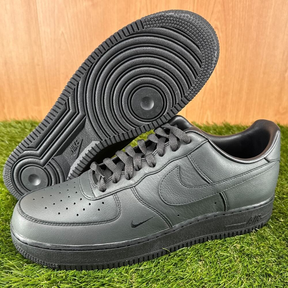 Nike Air Force 1 Low .SWOOSH Dirty Triple Black Sneakers HJ9348-001 Men’s Sz 12